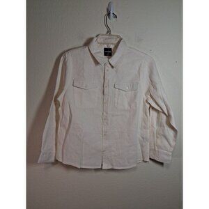NWT RSQ Casual Button Up Shirt Waffle Knit Cream Boys Size XL
